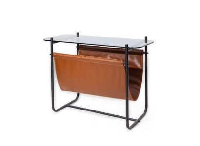 Stylish Side table with Glass Top Brown Color Furniture for Living room